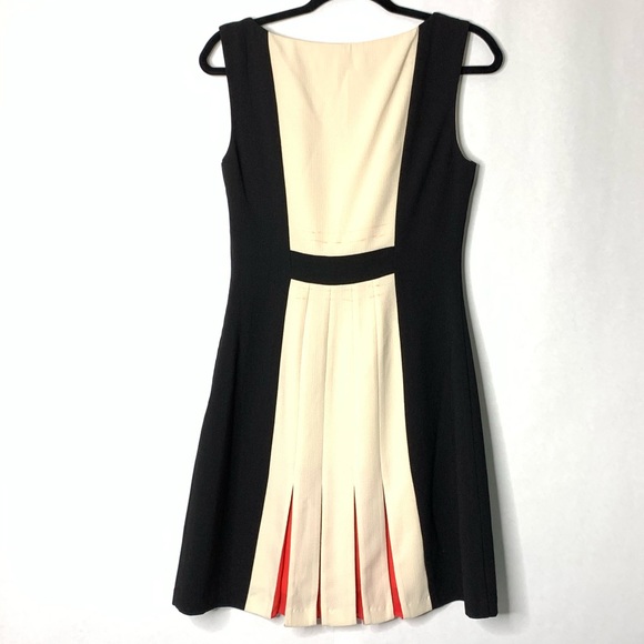 Max and Cleo Dress Pleated Black, Cream, Coral - Picture 2 of 8